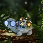 Solar-Powered Garden Gnome Sculpture with Integrated LED Fairy Lights and Turtle Pot | Kelmera