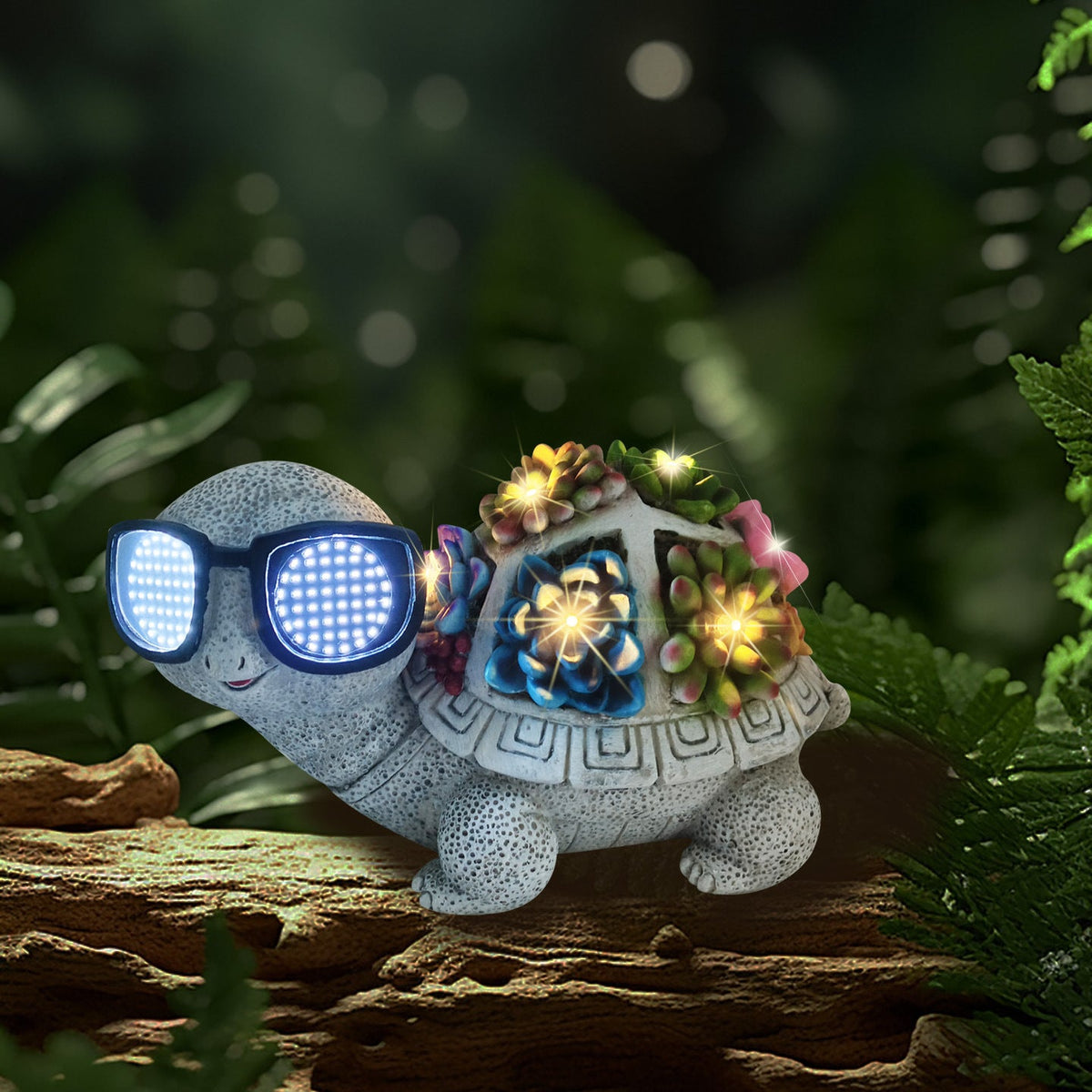 Solar-Powered Garden Gnome Sculpture with Integrated LED Fairy Lights and Turtle Pot | Kelmera
