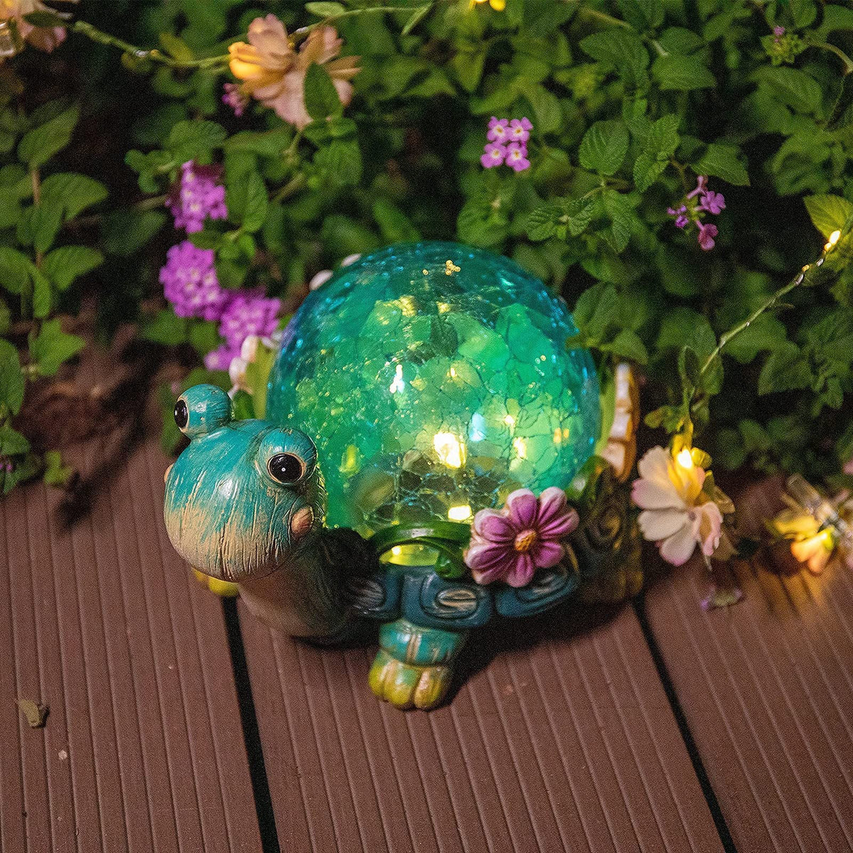 Solar-Powered Garden Gnome Sculpture with Integrated LED Fairy Lights and Turtle Pot | Kelmera