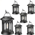 Solar-Powered Hanging LED Lantern Set with Flickering Flameless Candle and Metal Clip Hook | Kelmera