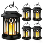 Solar-Powered Hanging LED Lantern Set with Flickering Flameless Candle and Metal Clip Hook | Kelmera