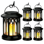 Solar-Powered Hanging LED Lantern Set with Flickering Flameless Candle and Metal Clip Hook | Kelmera