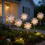 Solar-Powered LED Iridescent Flower Windmill Garden Stake | Kelmera