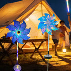 Solar-Powered LED Iridescent Flower Windmill Garden Stake | Kelmera