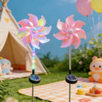Solar-Powered LED Iridescent Flower Windmill Garden Stake | Kelmera