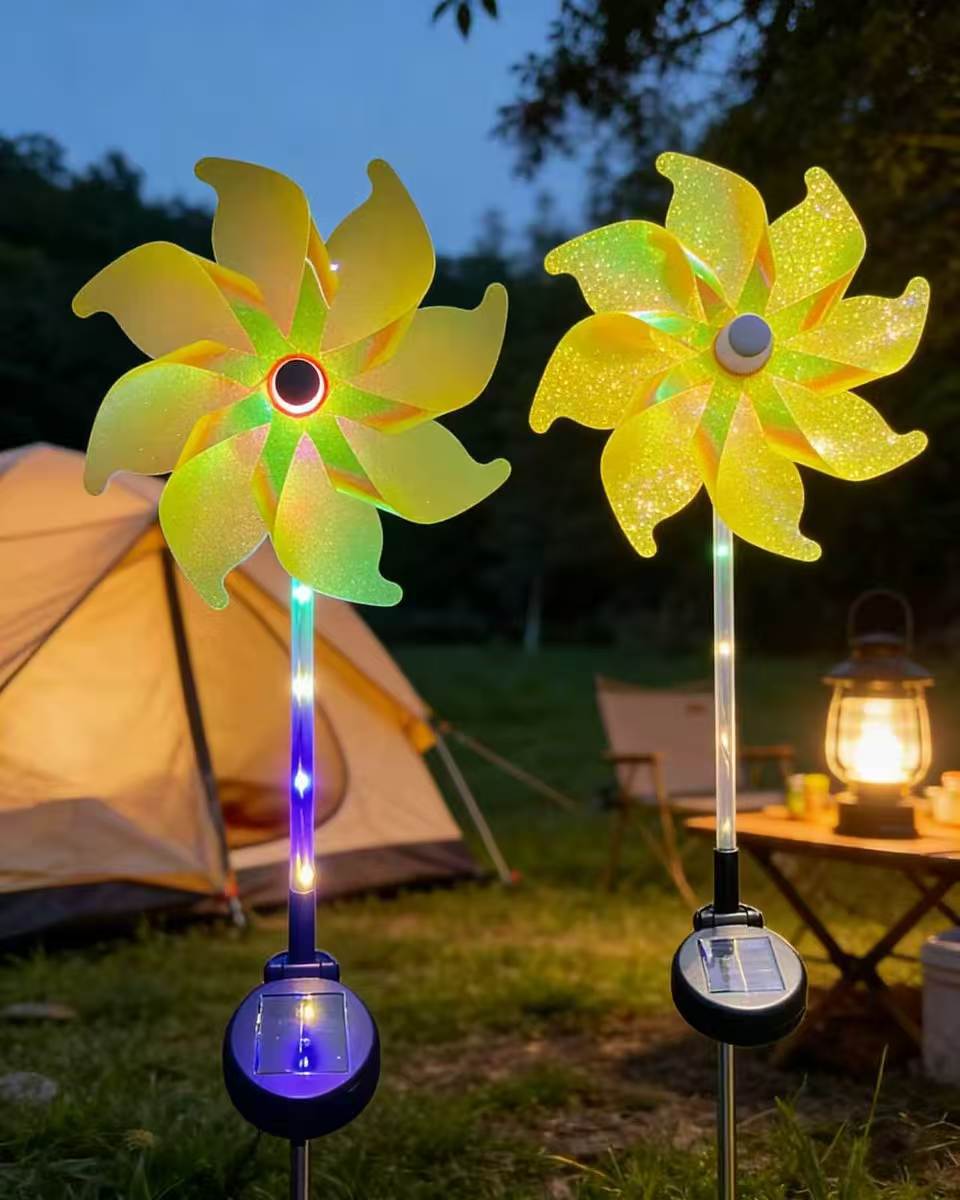 Solar-Powered LED Iridescent Flower Windmill Garden Stake | Kelmera