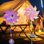 Solar-Powered LED Iridescent Flower Windmill Garden Stake | Kelmera