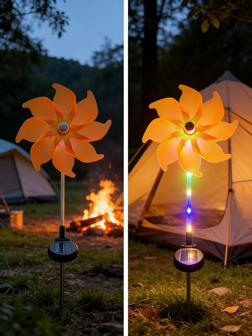 Solar-Powered LED Iridescent Flower Windmill Garden Stake | Kelmera