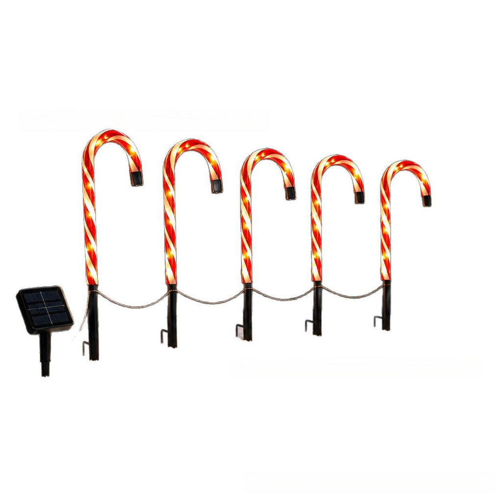 Solar-Powered Projecting Candy Cane Path Lights | Kelmera