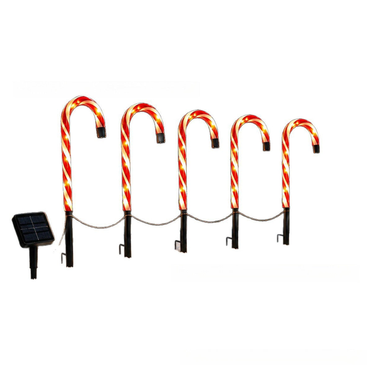 Solar-Powered Projecting Candy Cane Path Lights | Kelmera