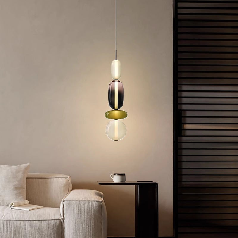 Stacked Orb Glass Pendant with Mixed Surface | Kelmera