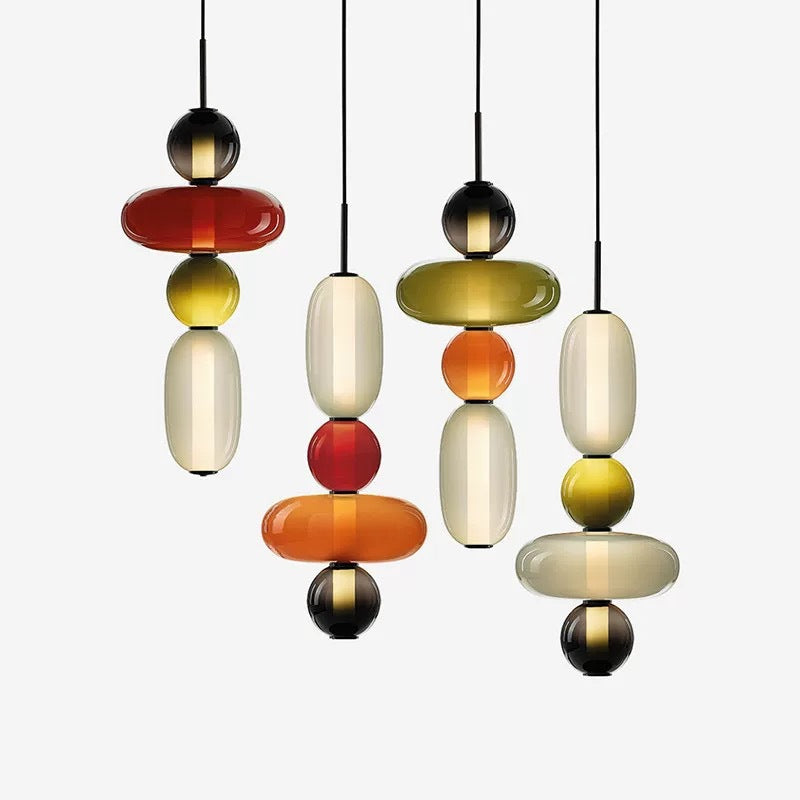 Stacked Orb Glass Pendant with Mixed Surface | Kelmera