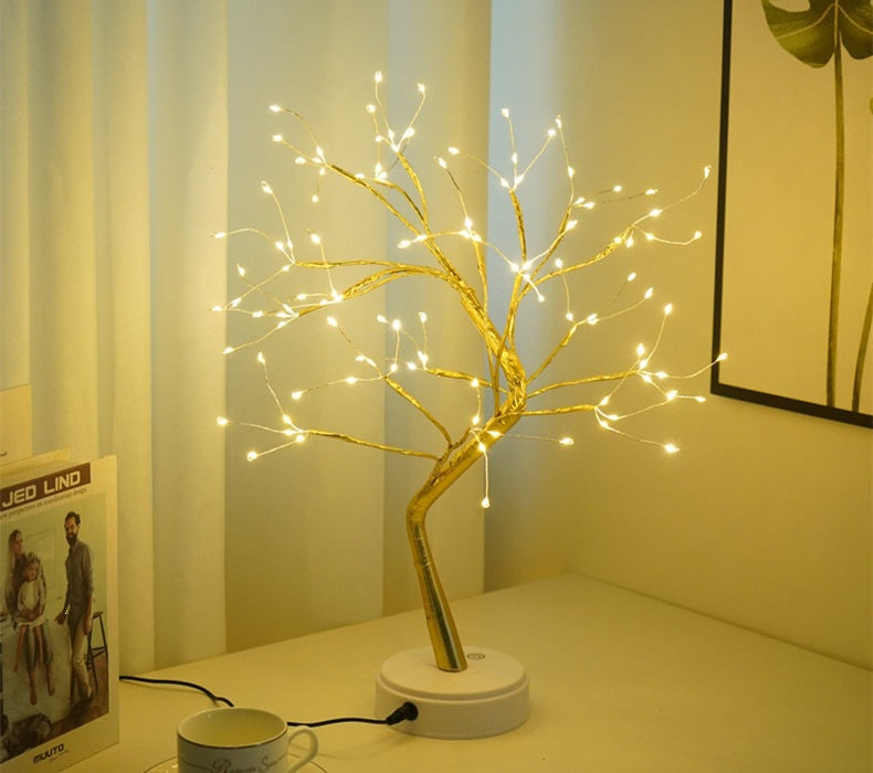Star-Decorated LED Branch Table Lamp with Warm Micro Dimmable Lights | Kelmera