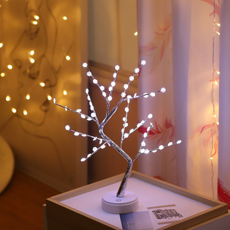 Star-Decorated LED Branch Table Lamp with Warm Micro Dimmable Lights | Kelmera