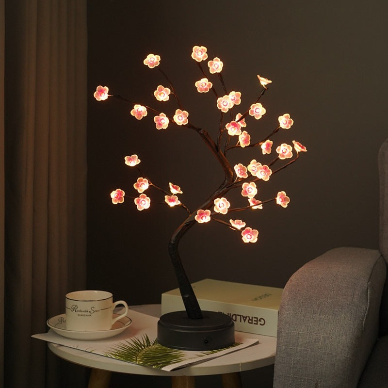 Star-Decorated LED Branch Table Lamp with Warm Micro Dimmable Lights | Kelmera