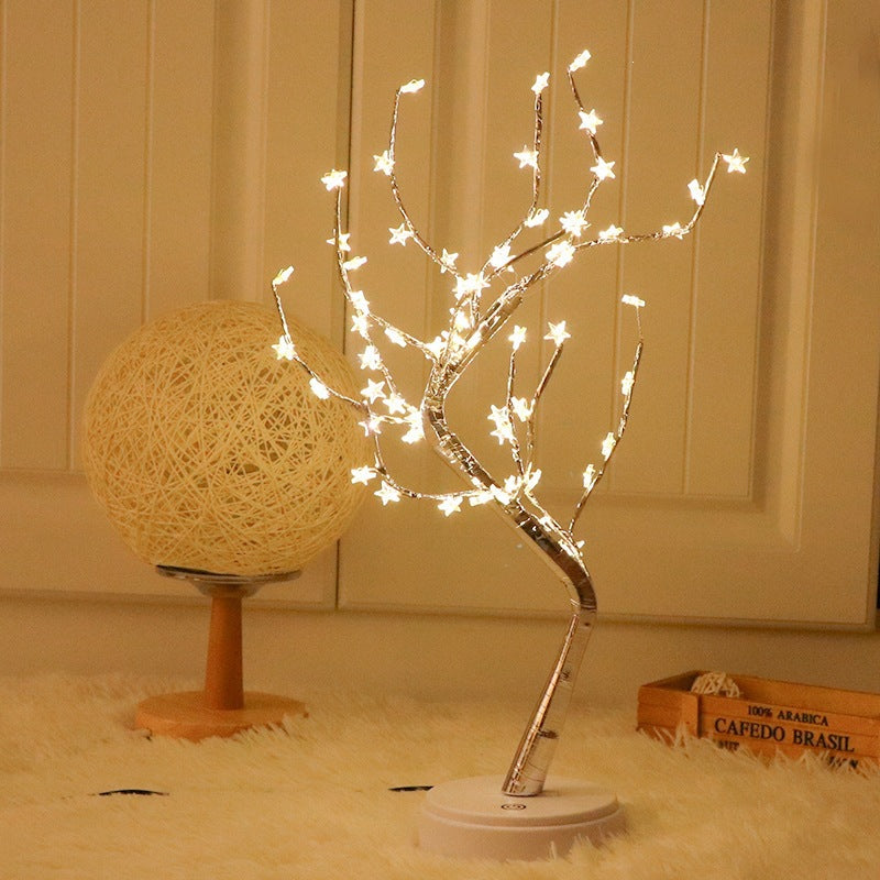 Star-Decorated LED Branch Table Lamp with Warm Micro Dimmable Lights | Kelmera