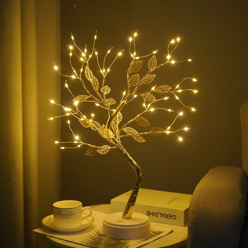 Star-Decorated LED Branch Table Lamp with Warm Micro Dimmable Lights | Kelmera