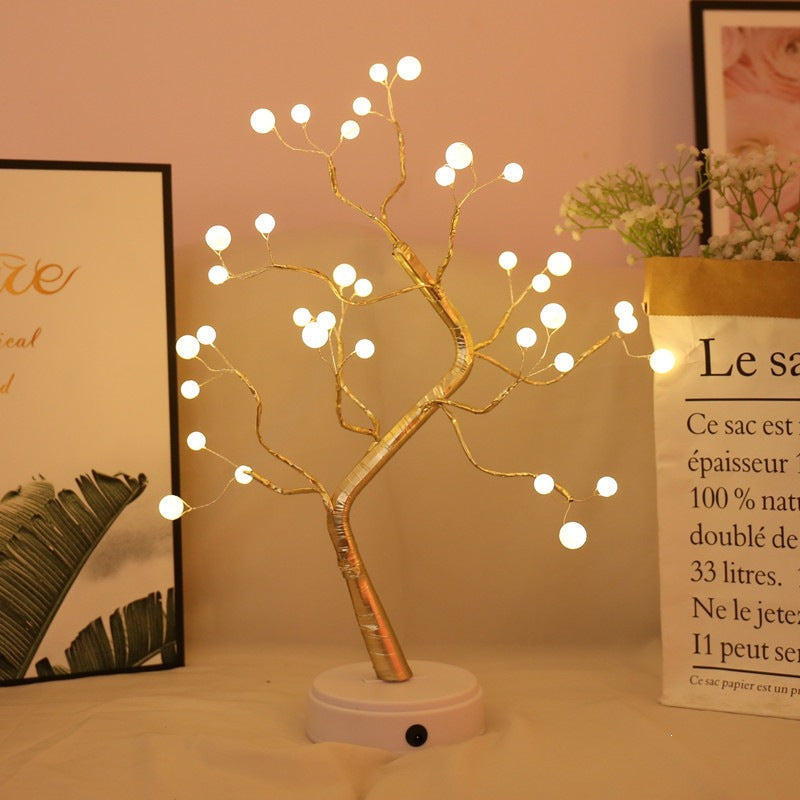 Star-Decorated LED Branch Table Lamp with Warm Micro Dimmable Lights | Kelmera