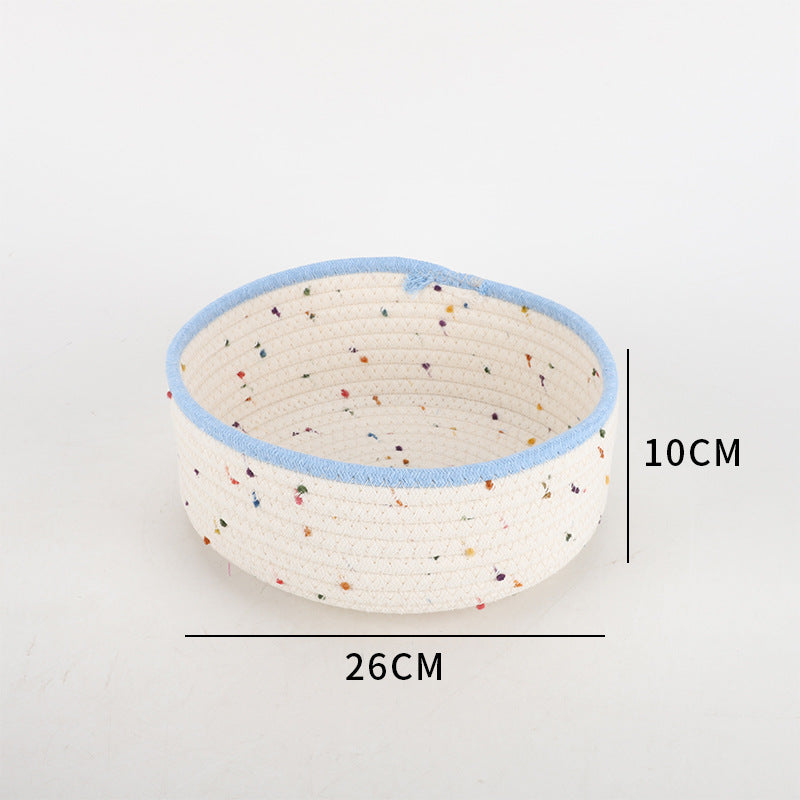 Storage Basket made of Natural Cotton Fabric with Colorful Dots | Kelmera