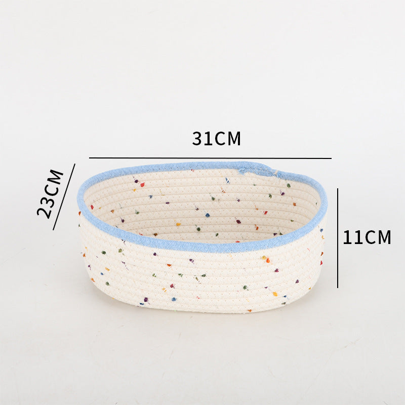 Storage Basket made of Natural Cotton Fabric with Colorful Dots | Kelmera