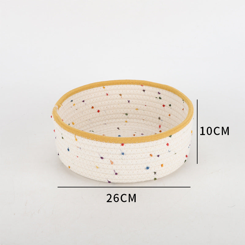 Storage Basket made of Natural Cotton Fabric with Colorful Dots | Kelmera