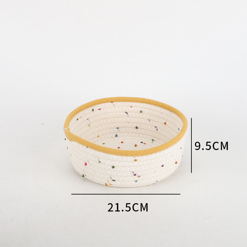 Storage Basket made of Natural Cotton Fabric with Colorful Dots | Kelmera