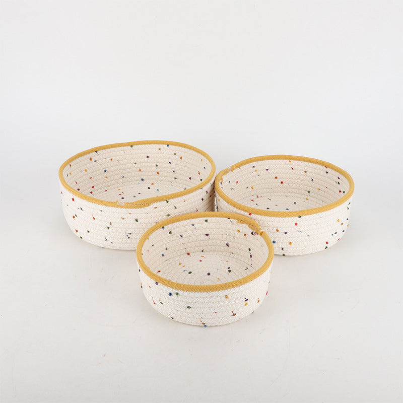 Storage Basket made of Natural Cotton Fabric with Colorful Dots | Kelmera
