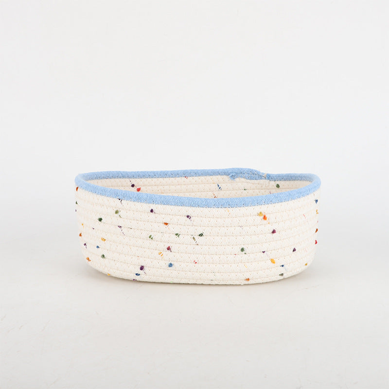 Storage Basket made of Natural Cotton Fabric with Colorful Dots | Kelmera