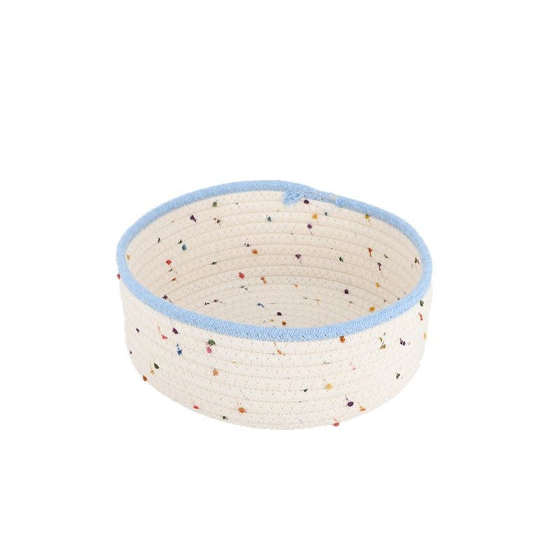Storage Basket made of Natural Cotton Fabric with Colorful Dots | Kelmera