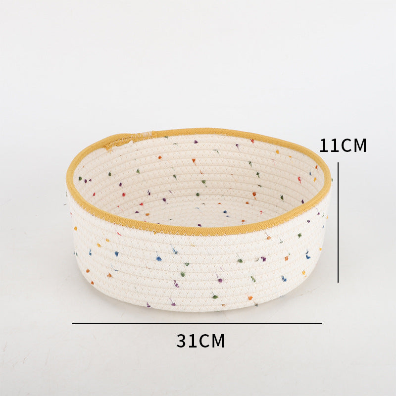 Storage Basket made of Natural Cotton Fabric with Colorful Dots | Kelmera