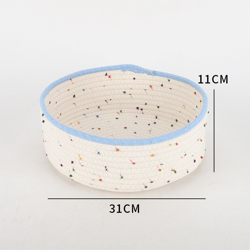 Storage Basket made of Natural Cotton Fabric with Colorful Dots | Kelmera