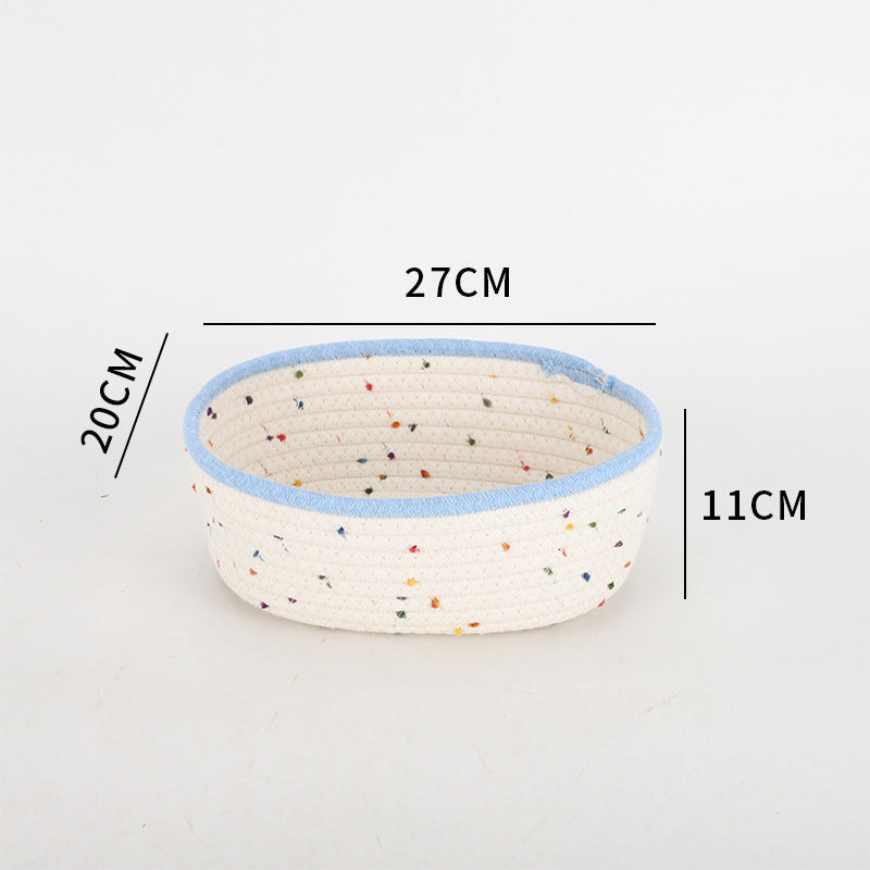 Storage Basket made of Natural Cotton Fabric with Colorful Dots | Kelmera