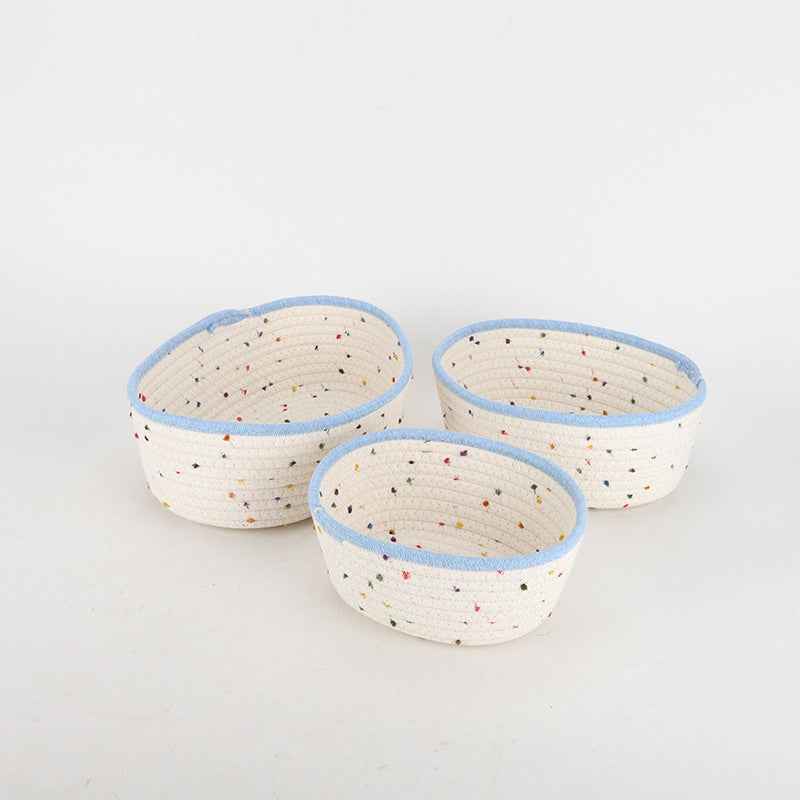 Storage Basket made of Natural Cotton Fabric with Colorful Dots | Kelmera