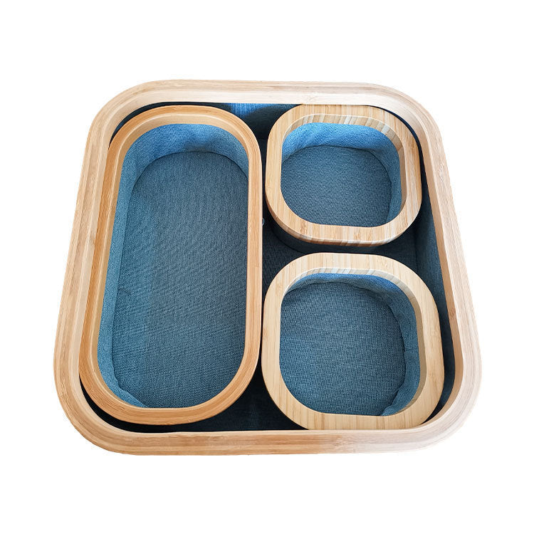 Storage Basket Set with Bamboo Frame and Fabric Inserts | Kelmera