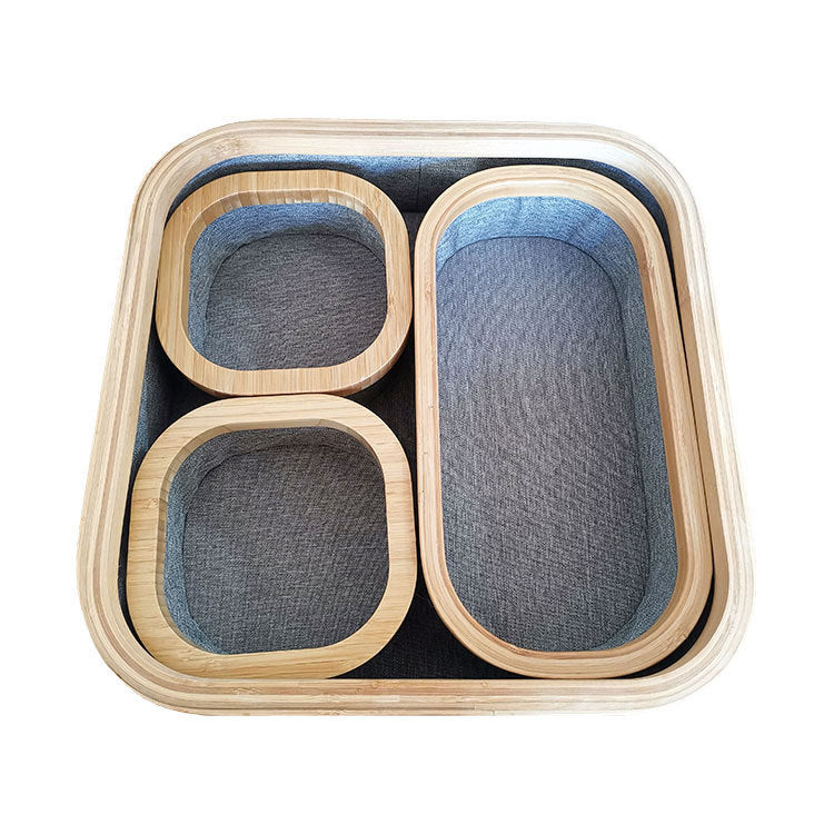 Storage Basket Set with Bamboo Frame and Fabric Inserts | Kelmera