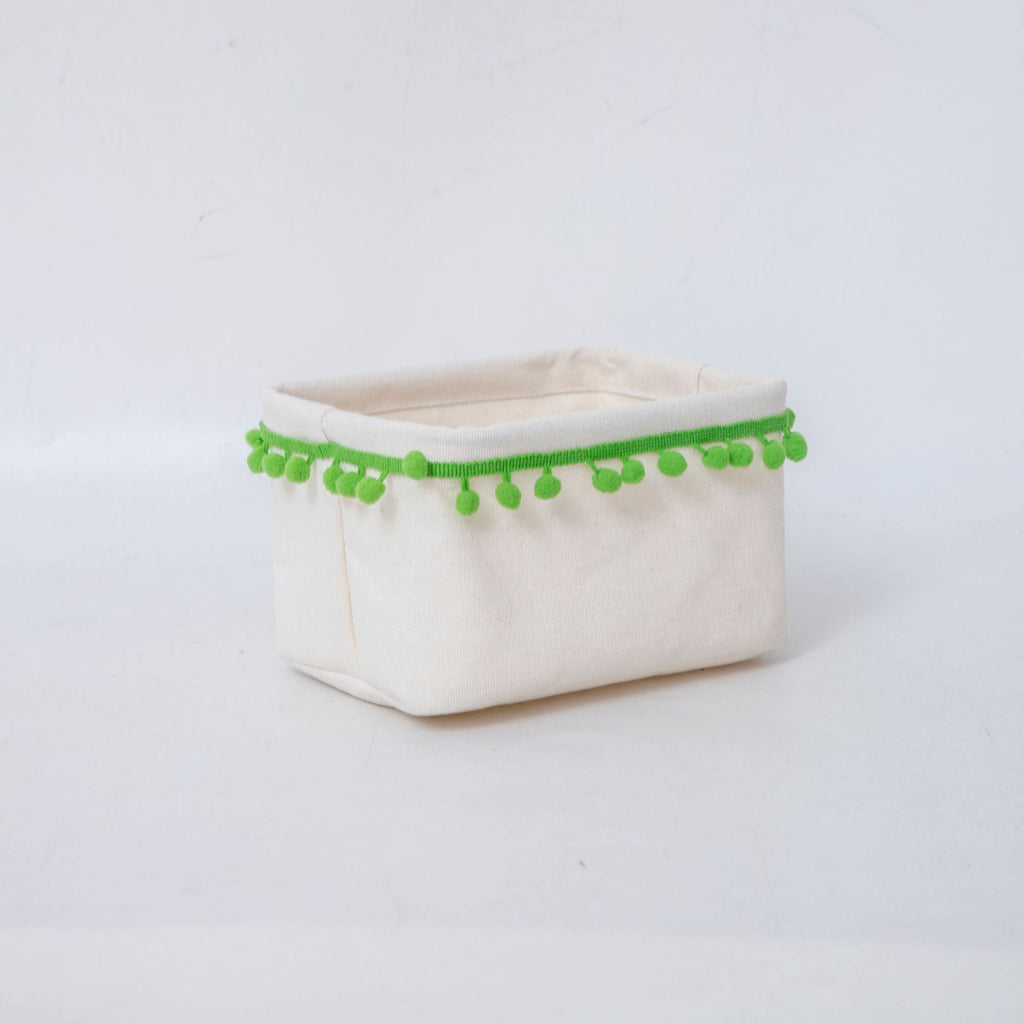 Storage Basket with Decorative Pom-Pom Trim | Kelmera