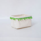 Storage Basket with Decorative Pom-Pom Trim | Kelmera