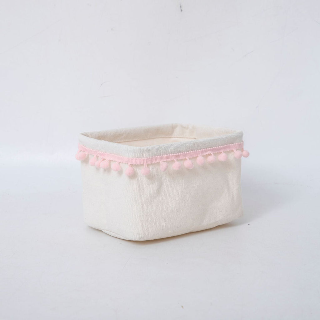 Storage Basket with Decorative Pom-Pom Trim | Kelmera