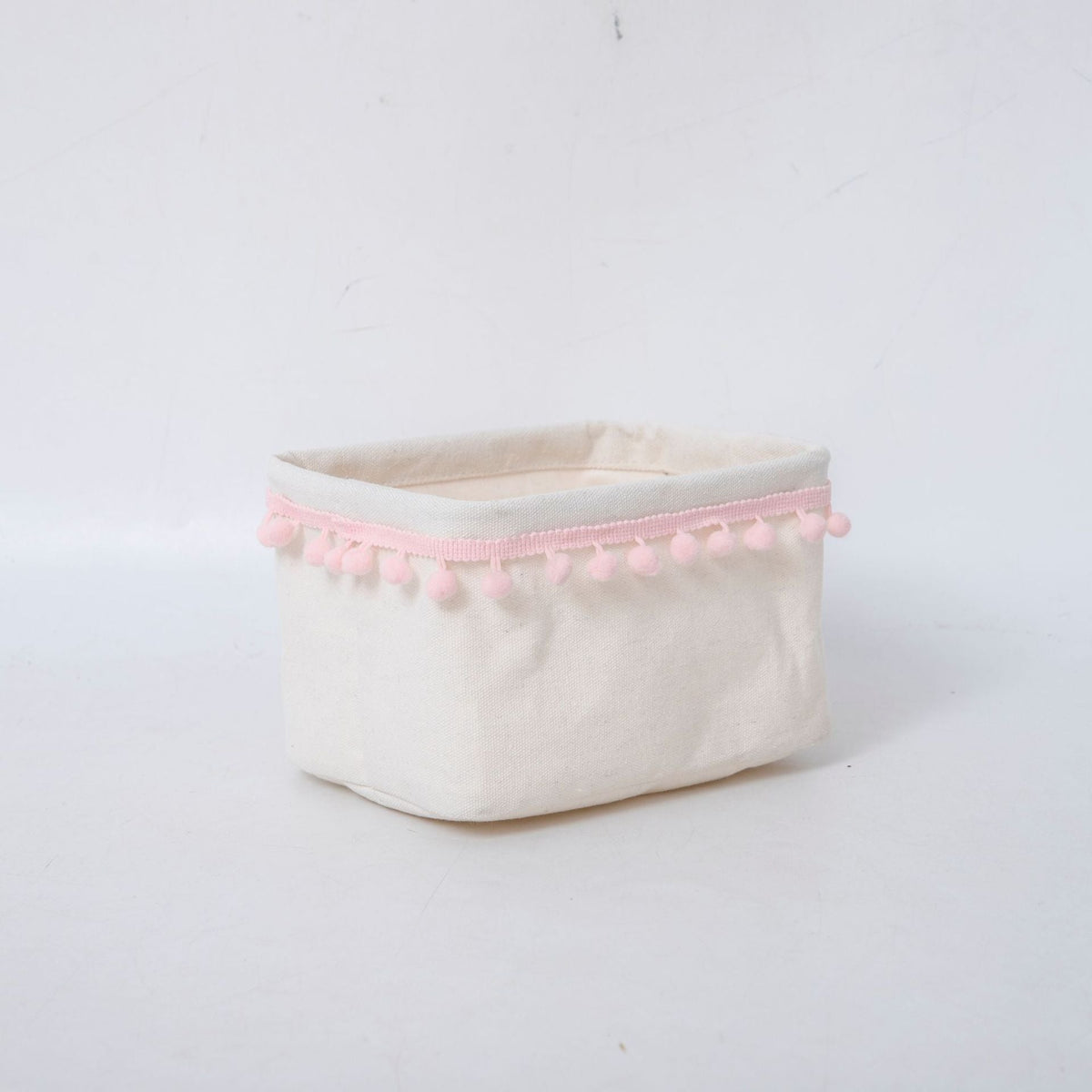 Storage Basket with Decorative Pom-Pom Trim | Kelmera
