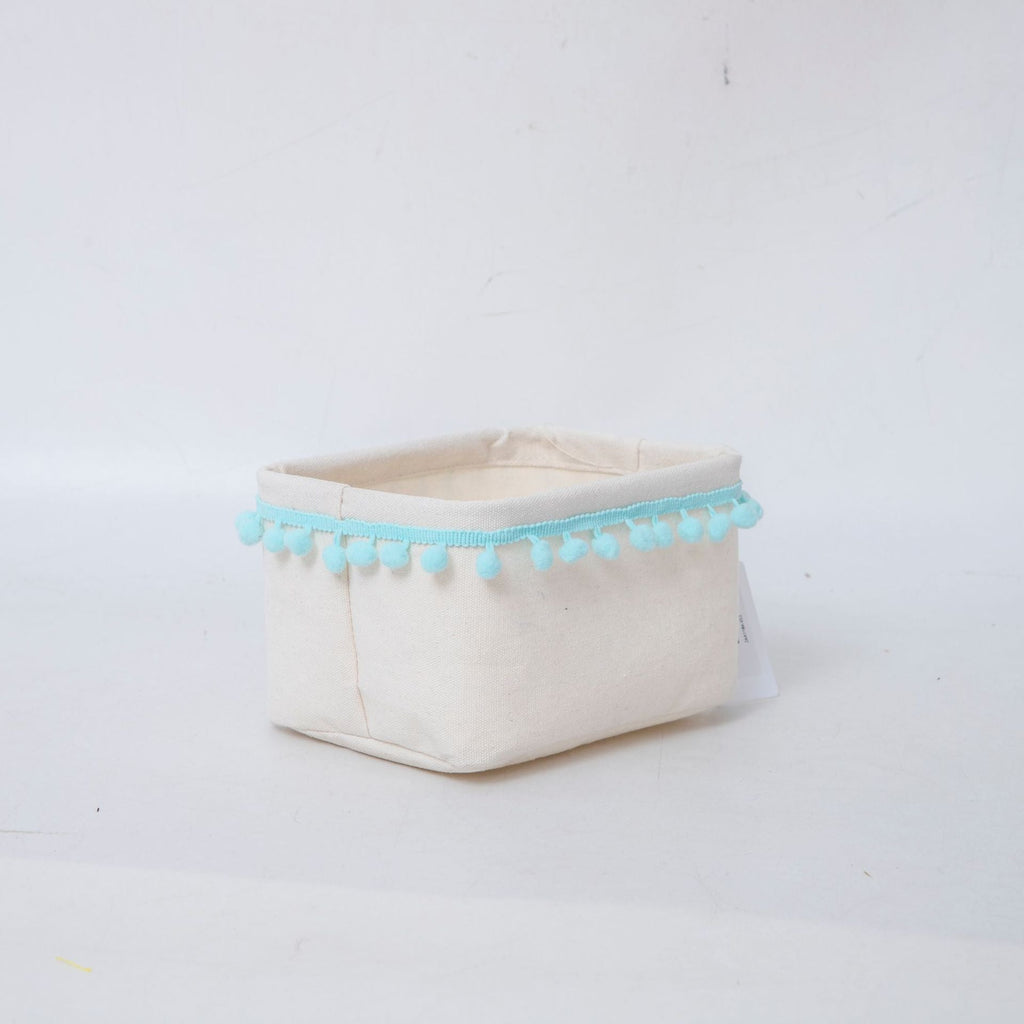 Storage Basket with Decorative Pom-Pom Trim | Kelmera