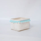 Storage Basket with Decorative Pom-Pom Trim | Kelmera