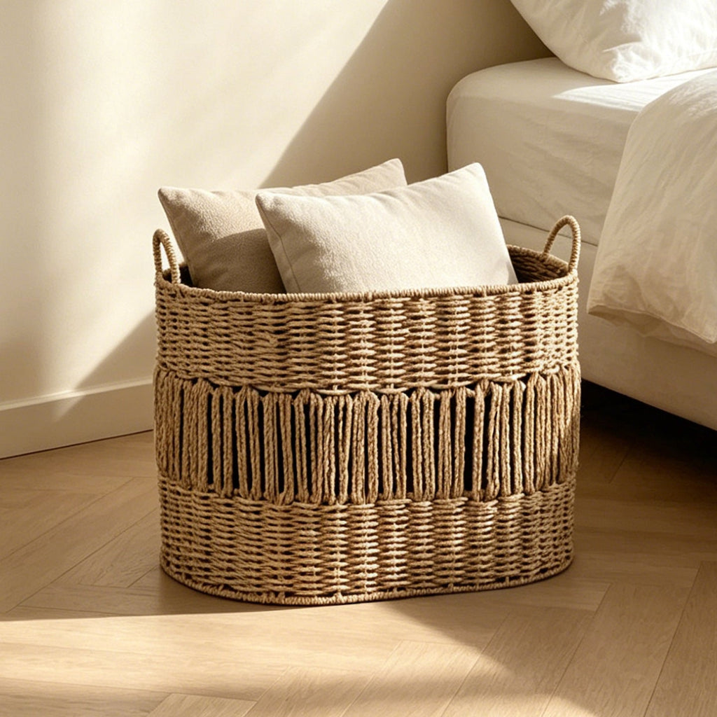Storage Basket with Elegant Fringe Design | Kelmera