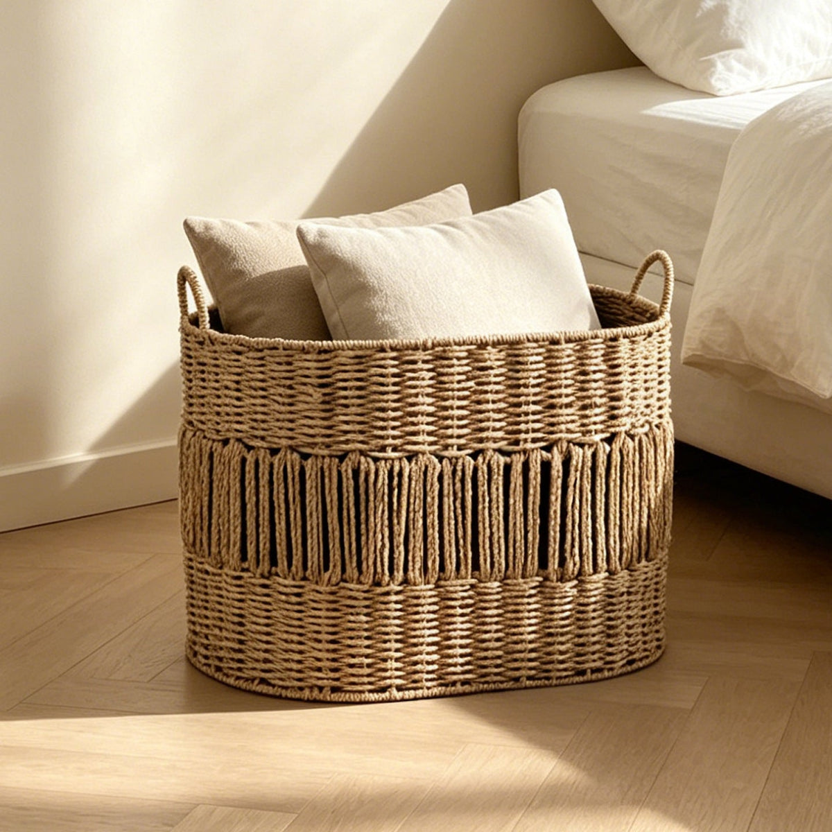Storage Basket with Elegant Fringe Design | Kelmera