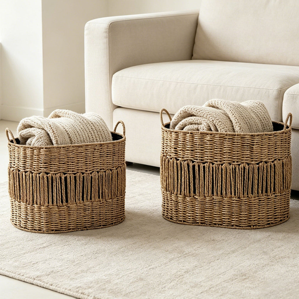 Storage Basket with Elegant Fringe Design | Kelmera