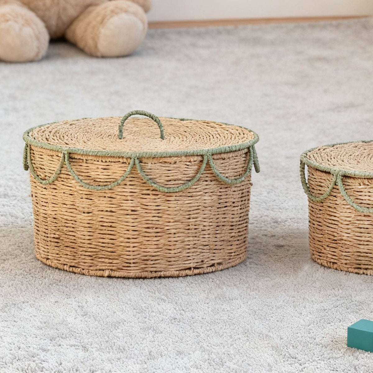 Storage Basket with Lid and Handles | Kelmera