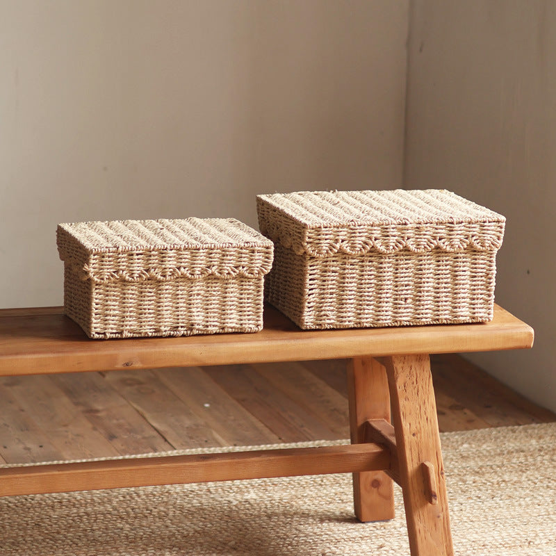 Storage Basket with Lid and Reed Design | Kelmera