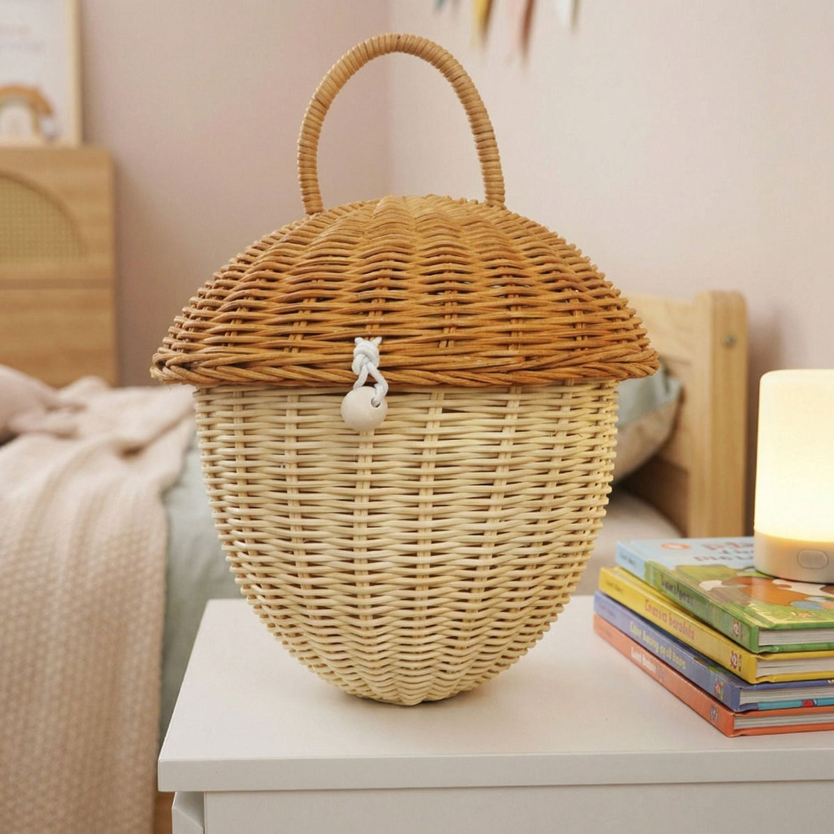Storage Basket with Lid Woven Natural Fiber Lidded | Kelmera