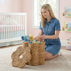 Storage Basket with Lid Woven Natural Fiber Soft Textile | Kelmera