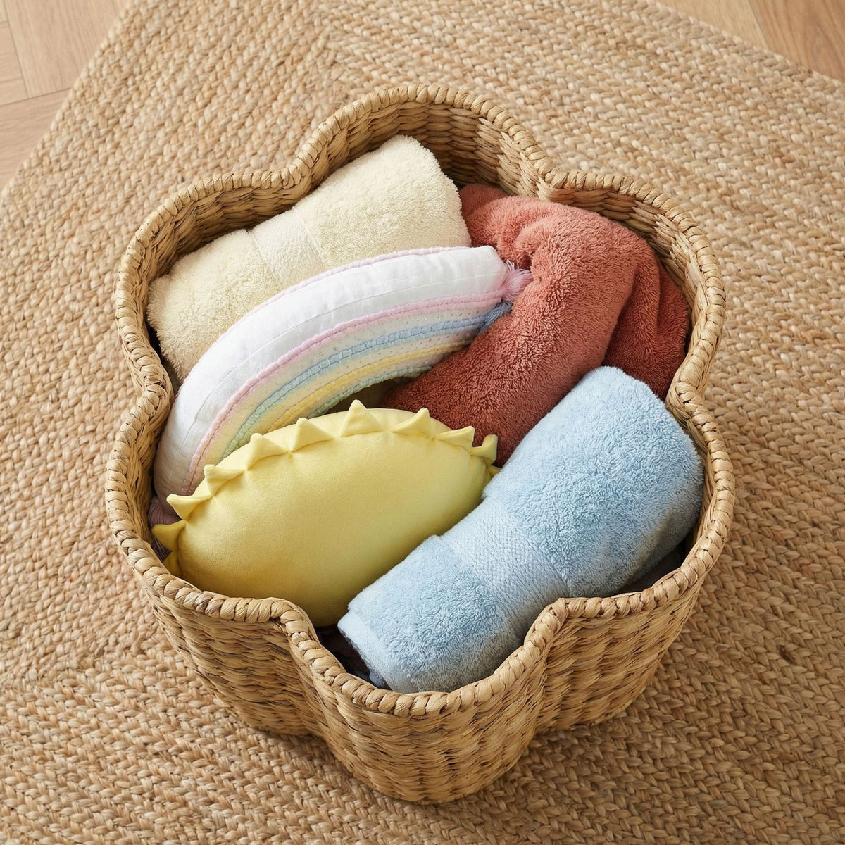 Storage Basket with Lid Woven Natural Fiber Soft Textile | Kelmera