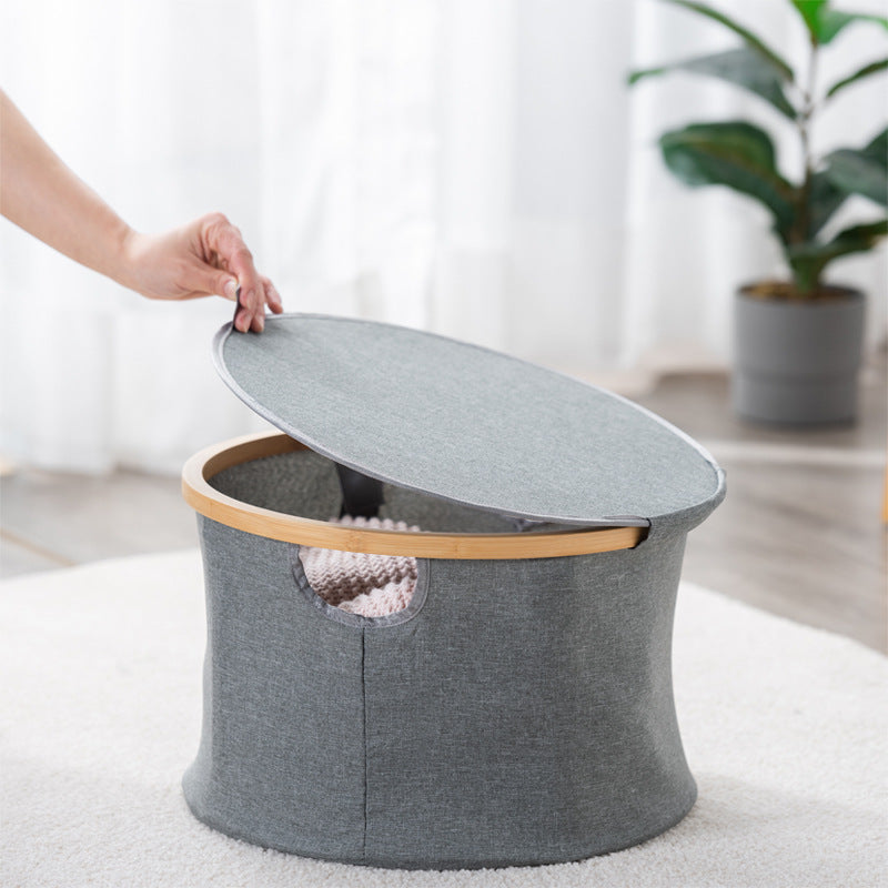 Storage Basket with Sturdy Bamboo Lid | Kelmera